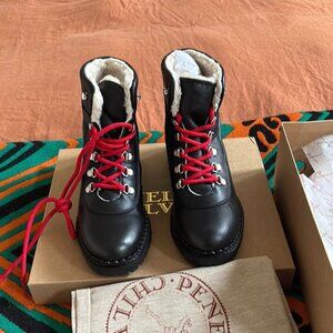 Penelope Chilvers Black Cortina Leather/Shearling Boots- Size 38/ US 7 NWB